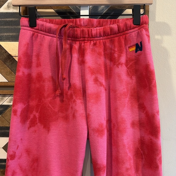 Aviator Nation Hand Dyed Sweatpants Crystal Red Tie Dye XS - Picture 2 of 7